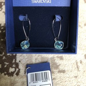 Swarovski thankful earrings aquamarine NEVER USED